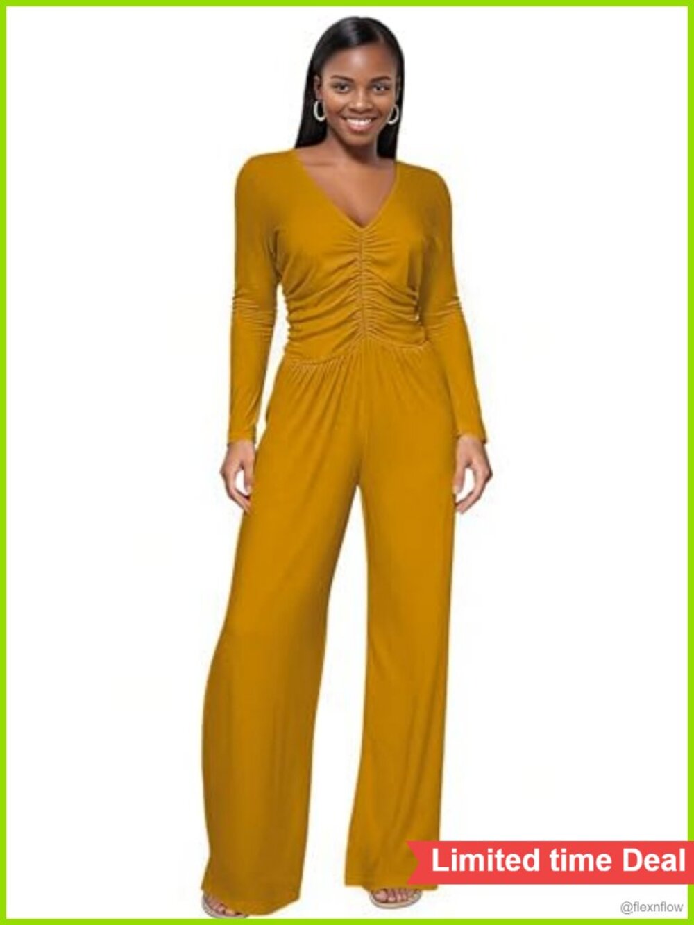 Hostoyo Women's Wide Leg Jumpsuit One Piece Romper Stretch Drape Waist